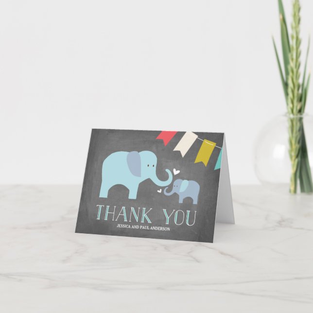 Cartão de Agradecimento Elefante Bebê (Frente)