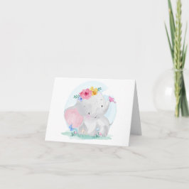 Cartão De Agradecimento Elefante Bebê Aquarela Obrigado