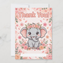 Cartão de Agradecimento Elefante Bebê Fofo