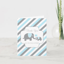 Cartão De Agradecimento Elefante Cinza Azul, Branco Obrigado