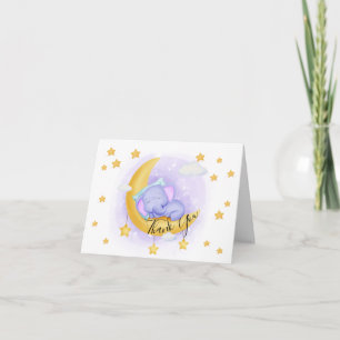 Cartão De Agradecimento Elefante Cute   Chá de fraldas de animais