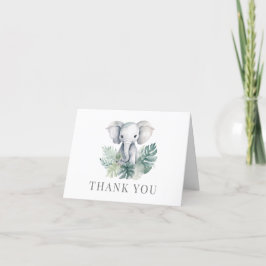 Cartão De Agradecimento Elefante Cute Neutro Primeiro Aniversário Obrigado