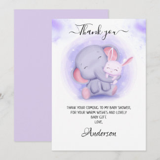 Cartão De Agradecimento Elefante e Chá de fraldas de Bebê