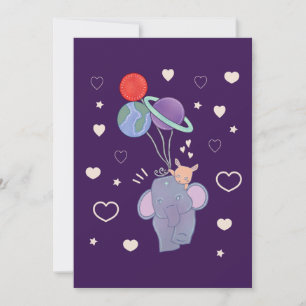 Cartão De Agradecimento Elefante e Coelho no Passeio de Balão Espacial C