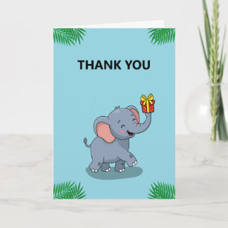 Cartão De Agradecimento Elefante Fofo Carregando Presente