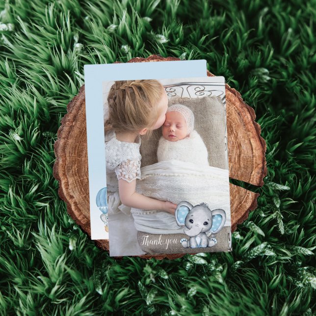 Cartão De Agradecimento Elefante Foto Balão Chá Bebê (Criador carregado)