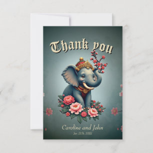 Cartão De Agradecimento Elefante num mar de flores .