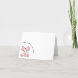 Cartão De Agradecimento Elefante Para Bebê Rosa
