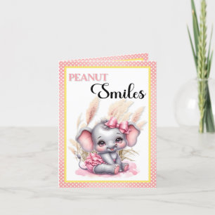 Cartão De Agradecimento Elefante Rosa Doce - Sorrisos De Amendoim