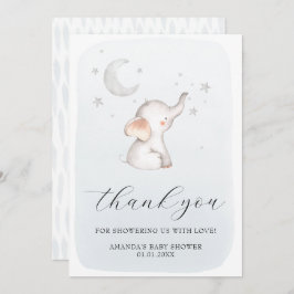 Cartão De Agradecimento Elefante Stars Lua Dusty Chá de fraldas Blue Boy
