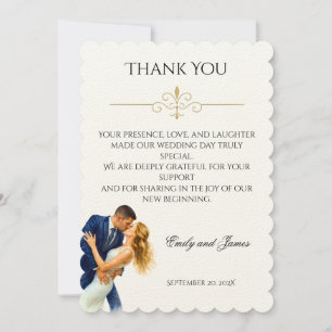 Cartão De Agradecimento Elegância Atemporal Casal Romance Dourado Casament