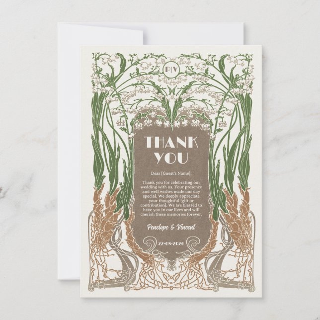 Cartão De Agradecimento Elegância de Snowdrops Art Nouveau (Frente)