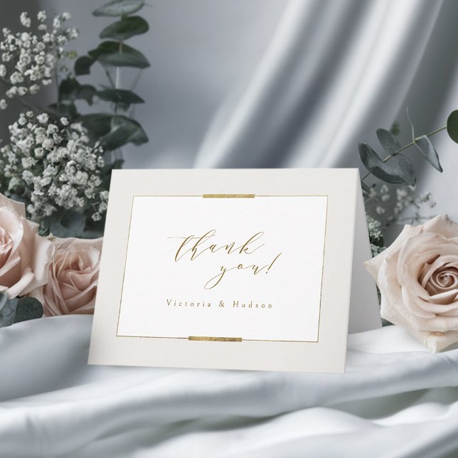 Cartão De Agradecimento Elegância em Moldura Simples Moderna e Sofisticada (Framed Elegance Simple Modern Classy Wedding Thank You Card)