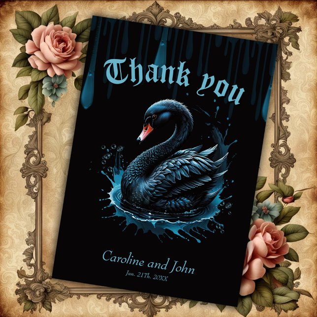 Cartão De Agradecimento Elegância em movimento, o cisne negro, (Criador carregado)