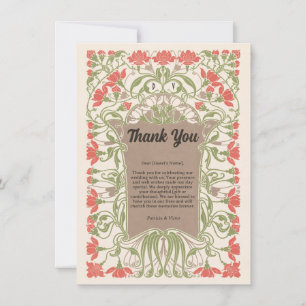 Cartão De Agradecimento Elegância Floral Art Nouveau