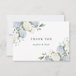 Cartão De Agradecimento Elegância Floral Hortênsia Azul Verdura