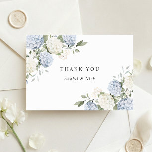 Cartão De Agradecimento Elegância Floral Hortênsia Azul Verdura