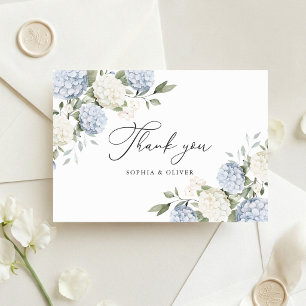 Cartão De Agradecimento Elegância Floral Hortênsia Azul Verdura