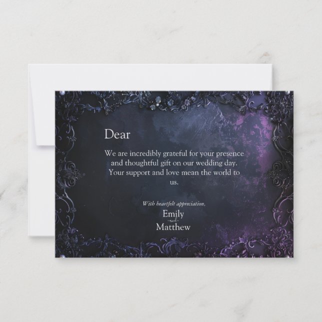 Cartão De Agradecimento Elegância Gótica de Meia-Noite Escura (Frente)