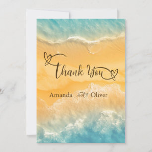Cartão De Agradecimento Elegância Praiana Areia Dourada Água Turquesa Casa