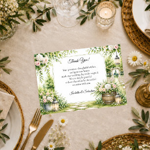 Cartão De Agradecimento Elegância Romântica do Jardim Secreto Casamento