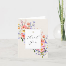 Cartão De Agradecimento Elegância Rosa Boho Floral Obrigado