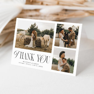 Cartão De Agradecimento Elegância Rústica Multi Foto Casamento Branco