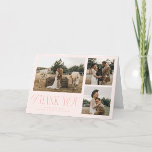 Cartão De Agradecimento Elegância Rústica Multi Foto Casamento Rosa