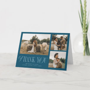 Cartão De Agradecimento Elegância Rústica Multi Foto Casamento Verde Água