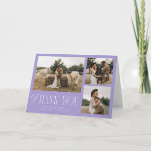 Cartão De Agradecimento Elegância Rústica Multi Foto Casamento Violeta