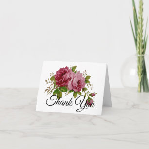 Cartão De Agradecimento Elegância Vintage Rosa Couve