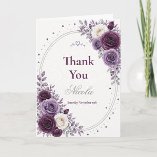 Cartão De Agradecimento Elegant Amethyst Plum Sweet 16