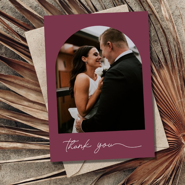 Cartão De Agradecimento Elegant Arch Photo Jewel Tone Wedding Thank You  (Criador carregado)