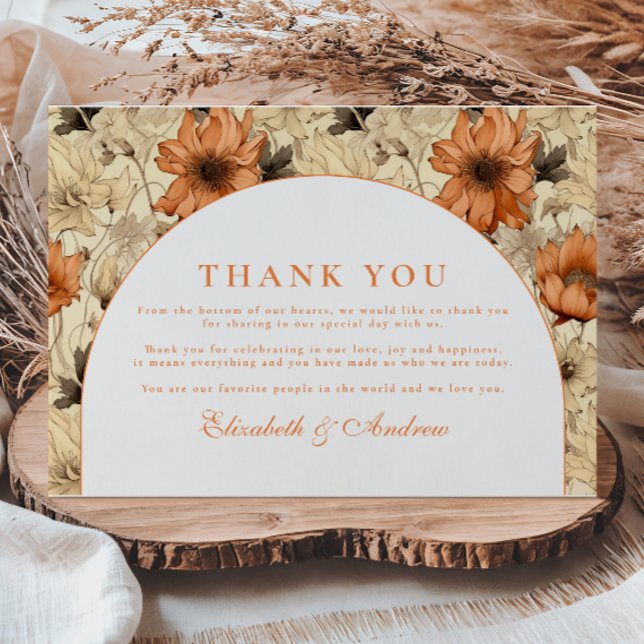 Cartão De Agradecimento Elegant Autumn Botanical Wedding (Criador carregado)