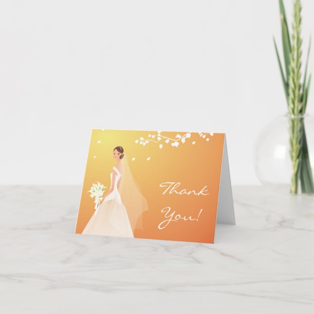 Cartão De Agradecimento Elegant Autumn Gold Bride Thank You Note Card (Frente)