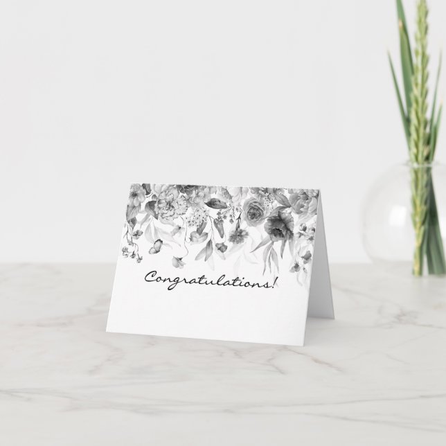 Cartão De Agradecimento Elegant Black and White Congratulations Card (Frente)