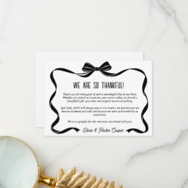 Cartão De Agradecimento Elegant Black Bow Wedding Thank you card 