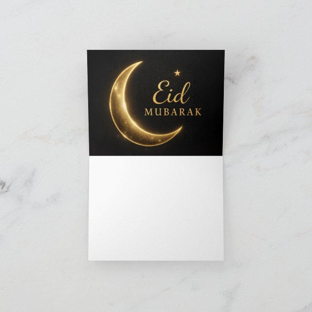 Cartão De Agradecimento Elegant Black & Gold Eid Mubarak Card – Premium Is (Interior)