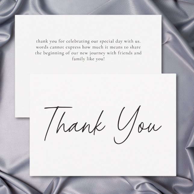 Cartão De Agradecimento Elegant Black White Minimalist Wedding (Elegant Black White Minimalist Wedding Thank You Card)
