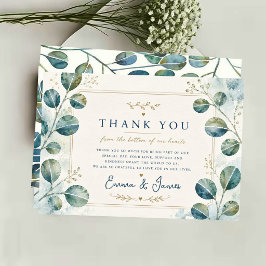 Cartão De Agradecimento Elegant Blue Eucalyptus Watercolor