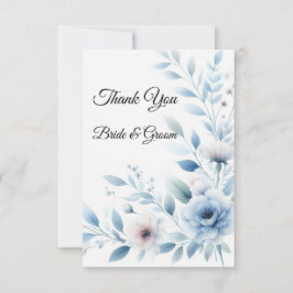 Cartão De Agradecimento Elegant Blue Floral Photo Thank you Card
