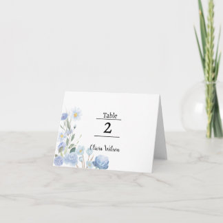 Cartão De Agradecimento Elegant Blue Floral Table Card