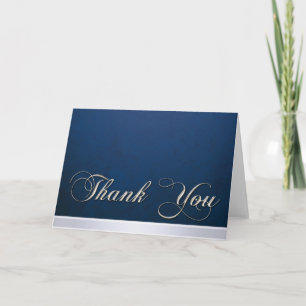 Cartão De Agradecimento Elegant Blue Texture Modern Silver Thank You Card