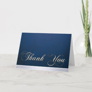 Cartão De Agradecimento Elegant Blue Texture Modern Silver Thank You Card