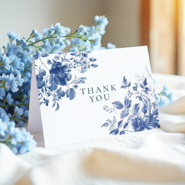 Cartão De Agradecimento Elegant Blue Toile Chinoiserie Bridal Shower