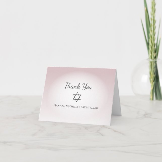 Cartão De Agradecimento Elegant Blush Pink Simple Feminine Bat Mitzvah (Frente)