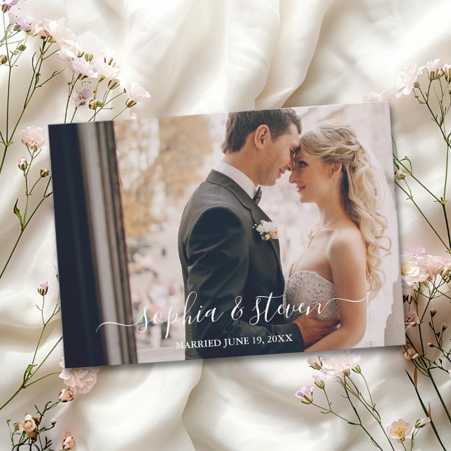 Cartão De Agradecimento Elegant Boho Wedding with Beige & Yellow Flowers (Criador carregado)