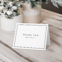 Cartão De Agradecimento Elegant borders black white minimalist thank you