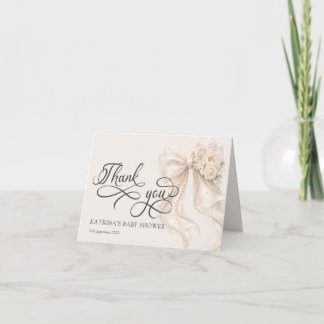 Cartão De Agradecimento Elegant Bow Floral Baby Shower Thank You Card