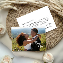 Cartão De Agradecimento Elegant Calligraphy Script Photo Wedding